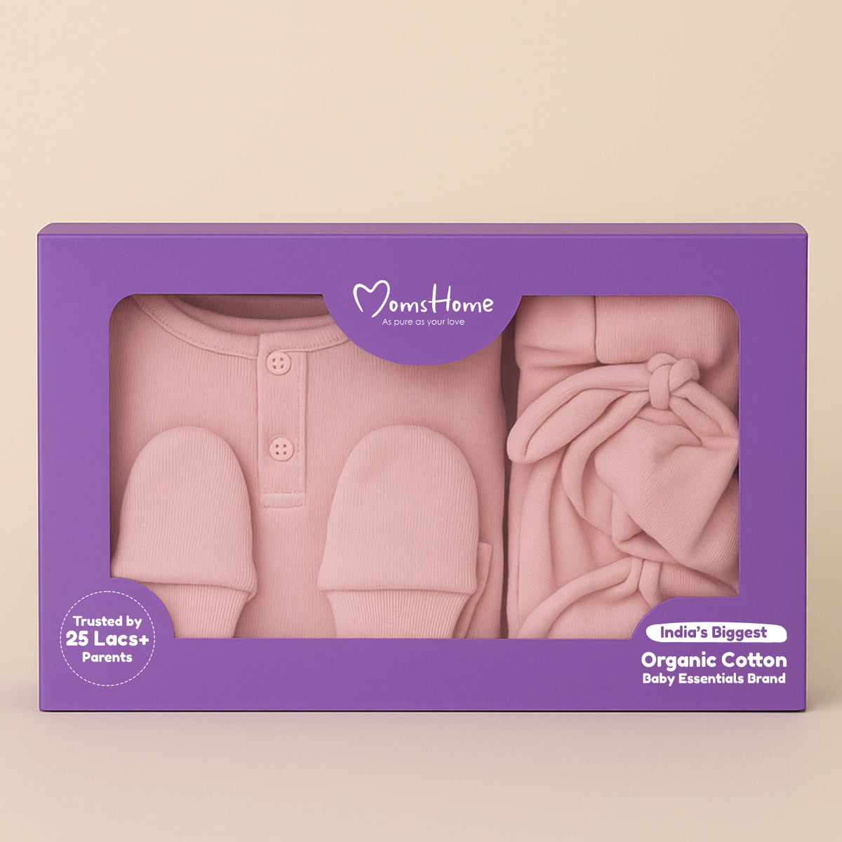 Baby Essential Gift Set | Baby Clothing Gift Combo | New Born Baby Clothing Set | Pack of 5 | Pearl Pink