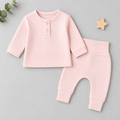 Ribbed Organic Cotton Co-ord Set For Newborn, Infant & Toddler Baby | Soft & Breathable Baby Outfit | Baby Dress | 0-12 Months