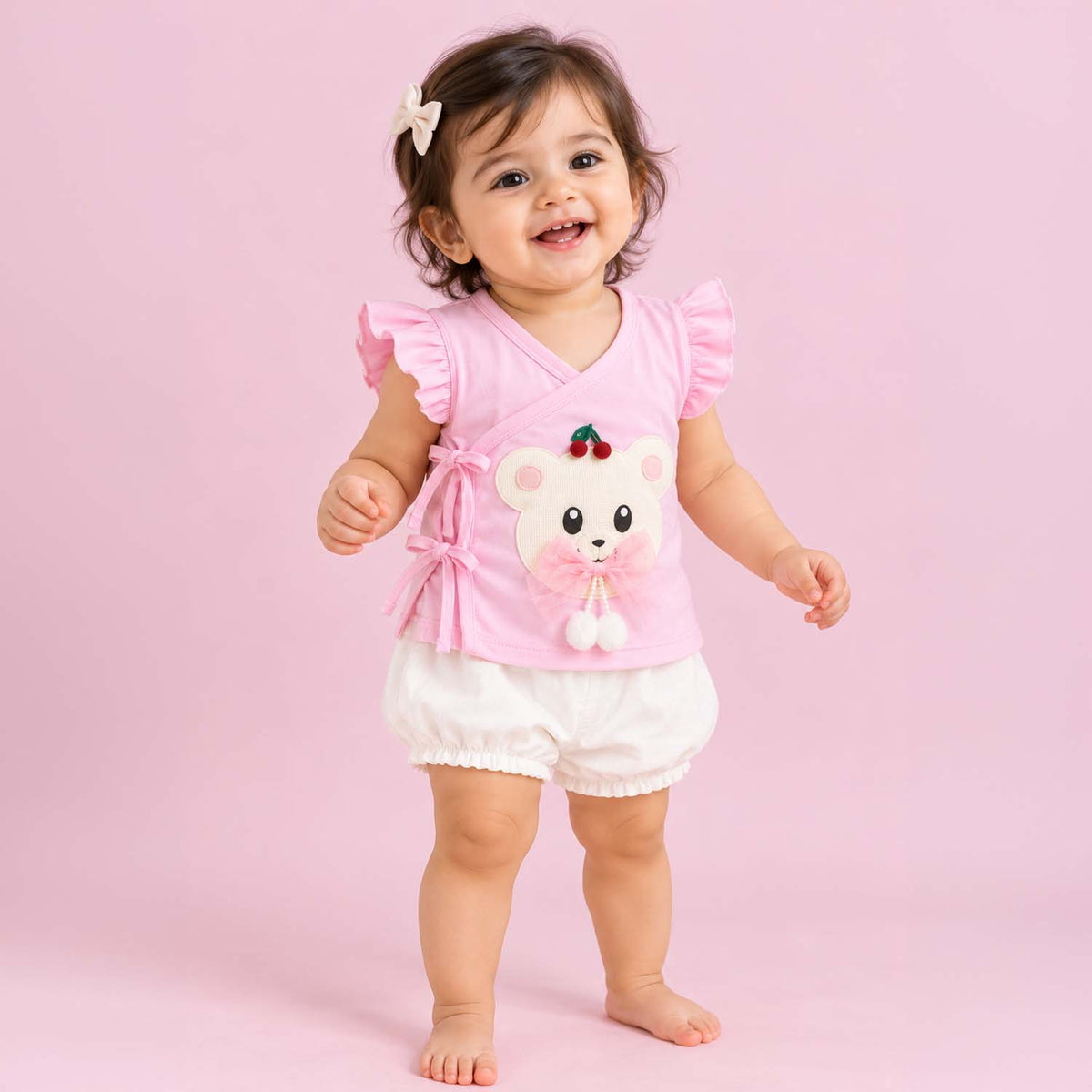 Kids Organic Cotton Front Open Kimono | Pink