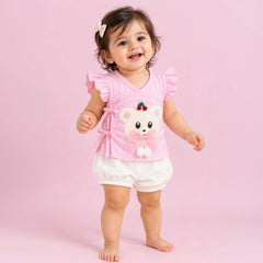 Kids Organic Cotton Front Open Kimono | Pink