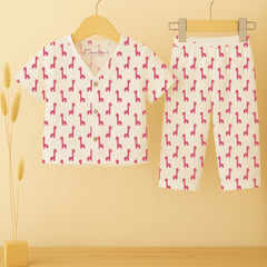 Organic Cotton Muslin Jhabla and Pant Set | Muslin Clothing For Newborn Babies | Half Sleeve Baby Jabla and  Bay Pajama Co-Ord Set | Giraffe | Set of 1