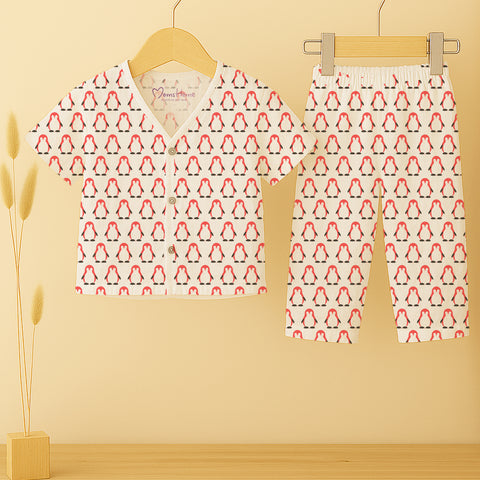 Babyhug Sleeveless Jhabla & Full Length Pajama Set With Elephant Print - Blue main image 0