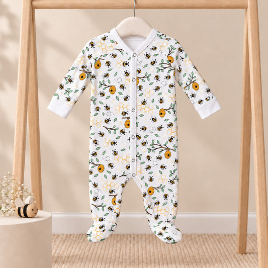 Organic Cotton Newborn Baby Full Sleeve Romper | Baby Bodysuit / Sleepsuit | 0-12 Months