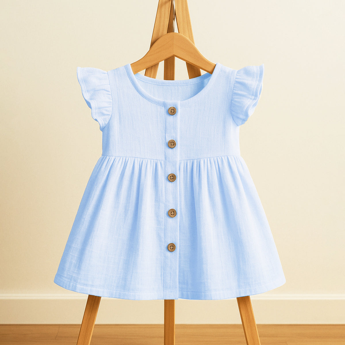 Organic Cotton Girls Frock | Comfortable & Stylish Ribbed Frock For Toddlers | Pack of 1