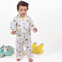 Organic Cotton Unisex Kids Pajama Set Combo | Night Suit | Sleepwear | Lion