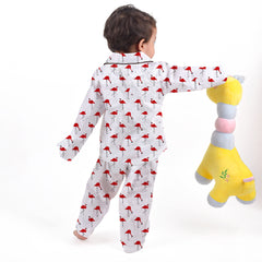 Organic Cotton Unisex Kids Pajama Set Combo | Night Suit | Sleepwear | Red Flamingo
