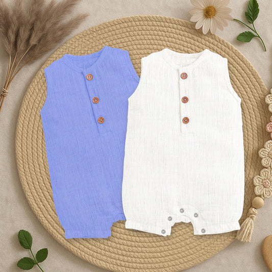 Baby Romper | Sleeveless Romper For New Born | Organic Cotton Super Soft Baby Sleepsuit | Pack of 2