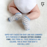 Footprints Super Soft Organic Cotton Kids  Socks | Blue Baseball & Red Baseball |12-24 Months | Pack of 6
