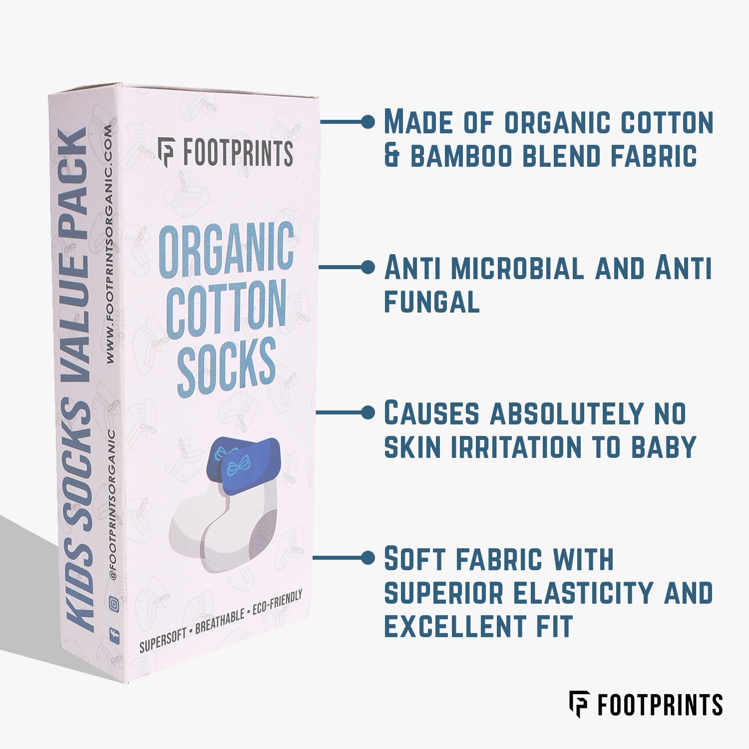 Footprints Super Soft Organic Cotton Kids Socks | Grey & Big Dot Socks|12-24 Months| Pack of 7