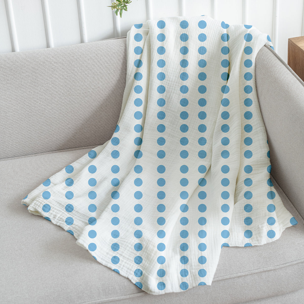 Baby Muslin Swaddle | 100x100 cm | Blue Dot