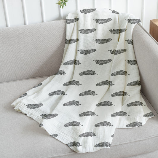 Baby Muslin Swaddle | 100x100 cm | Grey Leaf
