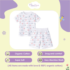 T-Shirt & Shorts Co-ord Set for Kids | Elegant & Comfortable Summer Wear | Organic Cotton Clothing Set | Little Heart | Pack of 1