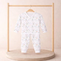 Organic Cotton Full Sleeve Baby Co-Ord Set | Soft Baby Shirt & Pant Set | Breathable Nightsuit / Sleepsuit for Infants & Toddlers | Bunny | Set of 1
