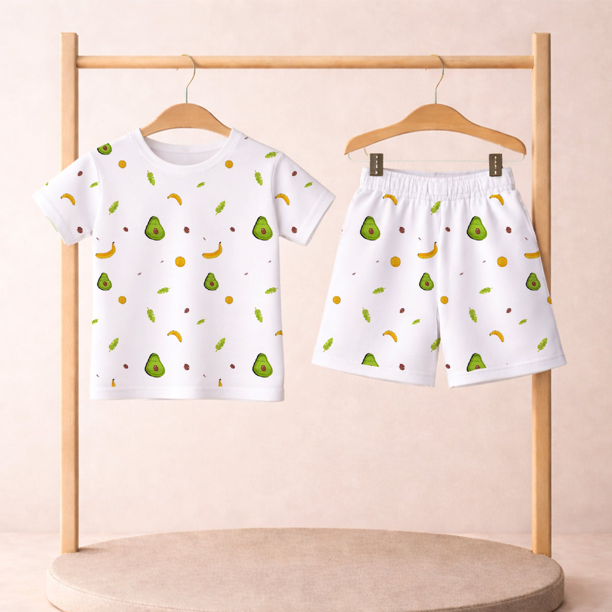 T-Shirt & Shorts Co-ord Set for Kids | Elegant & Comfortable Summer Wear | Organic Cotton Clothing Set | Avocado | Pack of 1