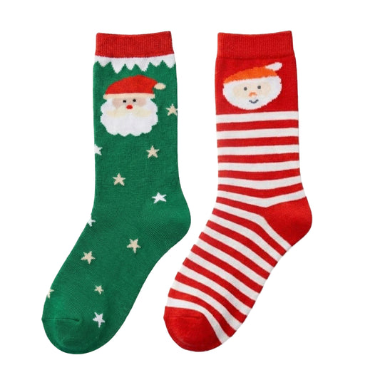 Christmas Mom Socks Combo | Red & Green Cotton Socks | Free Size | Pack of 2