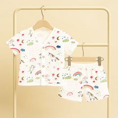 Organic Cotton Muslin T-Shirt & Short For Kids | Elegant & Comfortable Summer Wear | Set of 1