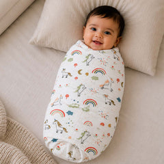 Baby Muslin Cloth Swaddle - 0-12 Months,  Pack of 2 (Unicorn & Rainbow)