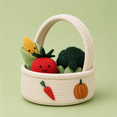 Knitted Toys Basket | Baby Birthday Gift | Baby Shower Gift Set | Pack of 4