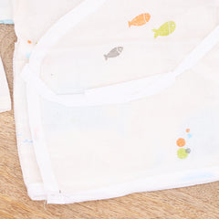Organic Cotton Muslin Front Open Kimono Jhabla & Nappy For New Born Baby | New Born Baby Clothing | Lemon, Blue Whale | Pack of 4