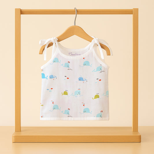 Baby Organic Cotton Knot type Jhabla | Blue Whale