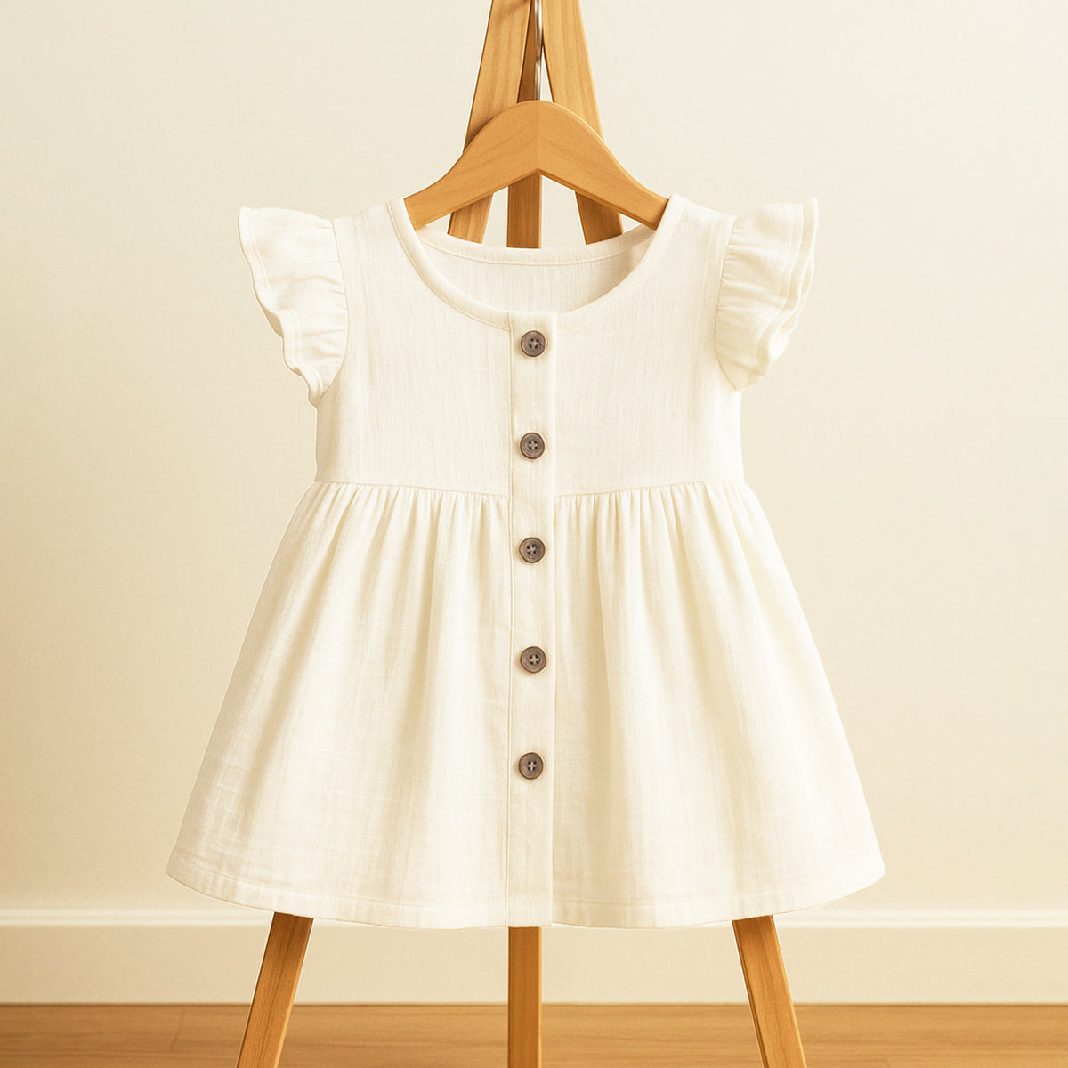 Organic Cotton Girls Frock | Comfortable & Stylish Ribbed Frock For Toddlers | Pack of 1