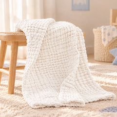 Baby Super Soft Absorbent Muslin 6 Layer wash Towel-100X100 CM | 0-3 Years | White