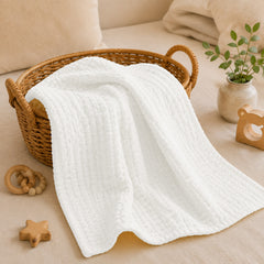 Baby Super Soft Absorbent Muslin 6 Layer wash Towel-100X100 CM | 0-3 Years | White