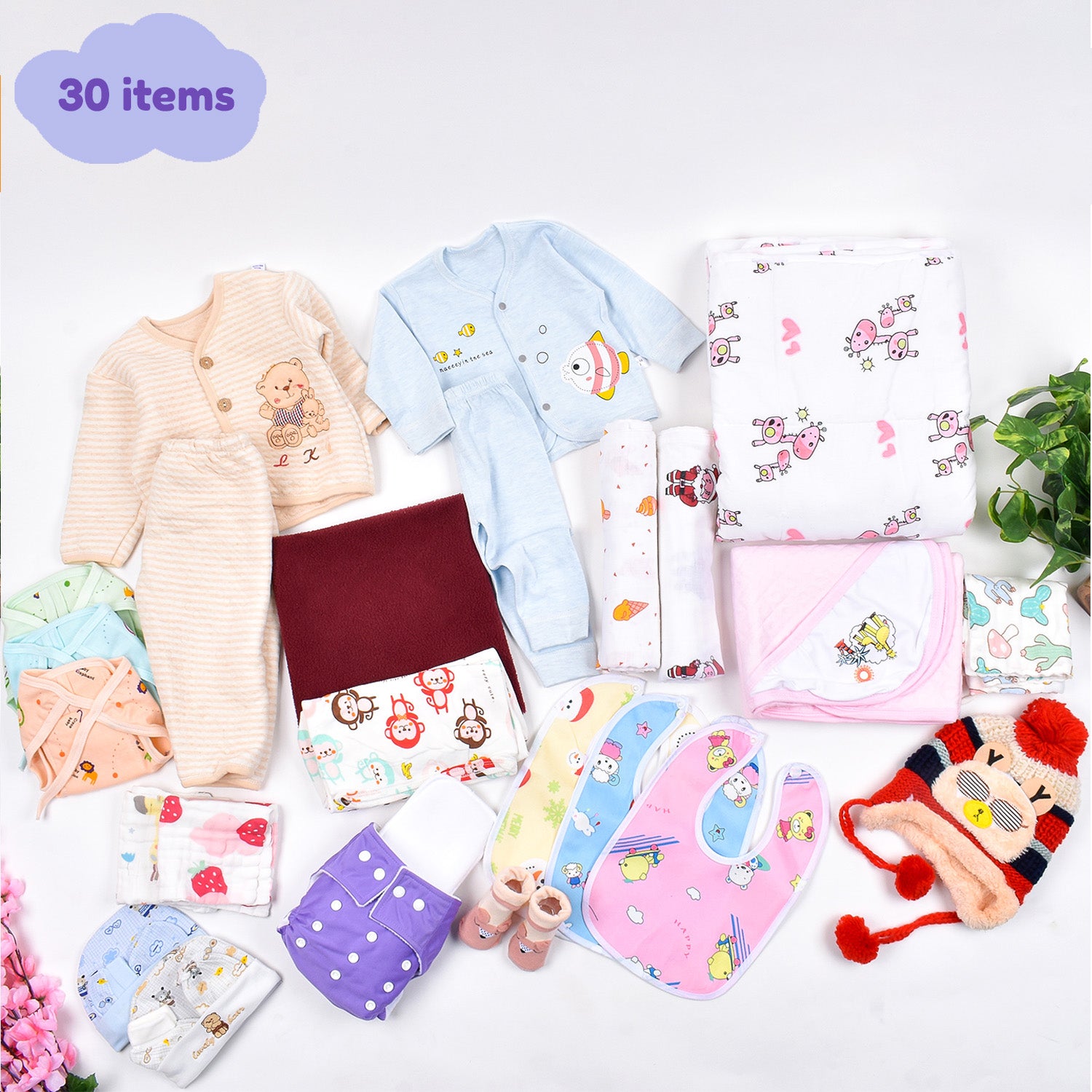 New Born Baby Winter Essentials Gift Combo 0-3 Months 30 Items