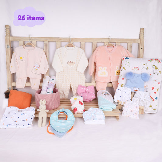 Winter Hospital Kit For Newborn Baby | New Born Baby Essentials Gift Combo | 26 Items | Mixed Design