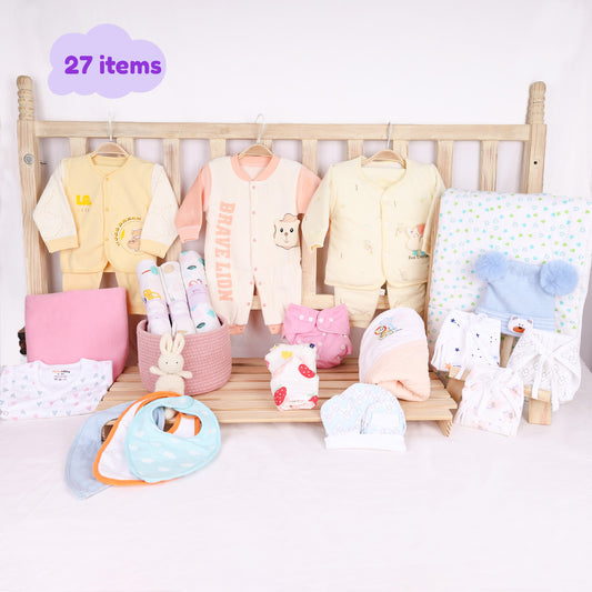 Winter Hospital Kit For Newborn Baby | New Born Baby Essentials Gift Combo | 27 Items | Mixed Design