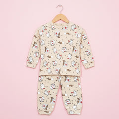 Winter Warm Full Sleeve Co-ord Sets For Baby | Soft & Breathable Organic Cotton Baby Outfit | Baby Dress | 1-3 Years | Polar Bear | Set of 1