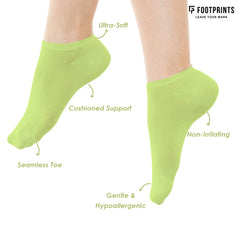 Footprints Bamboo Ankle Casual Socks | Odor-Free & Breathable | Extra soft | Anti-bacterial | Sports Hiking Casual Wear Running Socks for Women | Red, Pink, Green, Brown & Yellow | Pack of 5