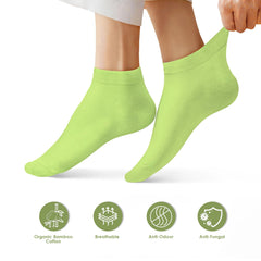 Footprints Bamboo Ankle Casual Socks | Odor-Free & Breathable | Extra soft | Anti-bacterial | Sports Hiking Casual Wear Running Socks for Women | Red, Pink, Green, Brown & Yellow | Pack of 5