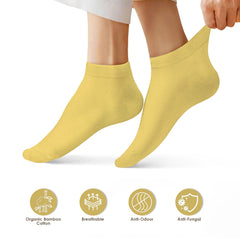 Footprints Bamboo Ankle Casual Socks | Odor-Free & Breathable | Extra soft | Anti-bacterial | Sports Hiking Casual Wear Running Socks for Women | Multicolor | Pack of 3
