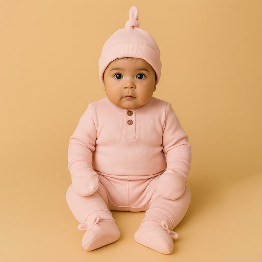 Baby Essential Gift Set | Baby Clothing Gift Combo | New Born Baby Clothing Set | Pack of 5 | Pearl Pink