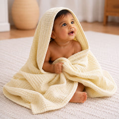 Baby Super Soft Absorbent Muslin 6 Layer wash Towel-100X100 CM-(0-3 Years)-Yellow