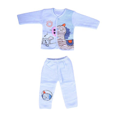 Unisex Baby's Warm Cotton Suit-1 Pajama and 1 Shirt- Designer Blue