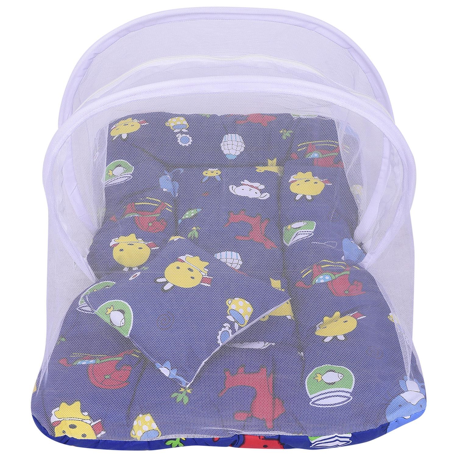 Baby Cotton Mosquito Foldable Net Bedding- 0-6 Months- Multicolored Blue