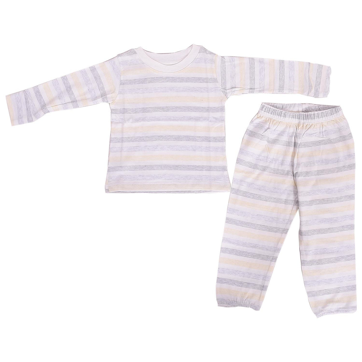 Baby Full sleeve, Full sleeve Tshirt, 1 Pajama Pants Yellow stripe - Set of 1