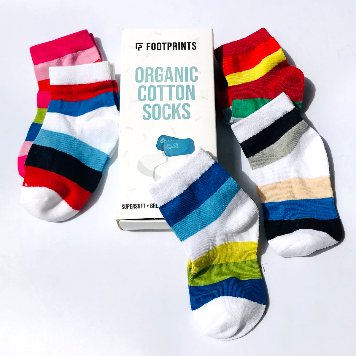 FOOTPRINTS Organic cotton Baby Socks - Pack of 5 Pairs - Rainbow Stripes