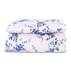 Mom's Home Organic Cotton Double Bed- Soft and Light Weight Comfortor/Quilt - Blue Floral - - 90"*108''