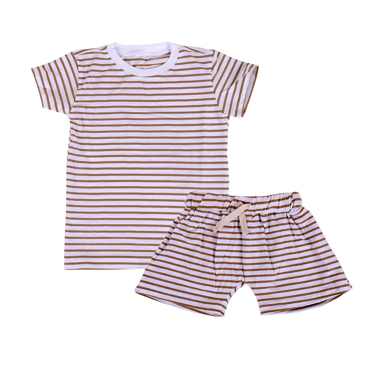 Baby Organic Cotton Unisex T-Shirt and Shorts Set - Yellow Stripes