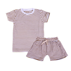 Baby Organic Cotton Unisex T-Shirt and Shorts Set - Yellow Stripes