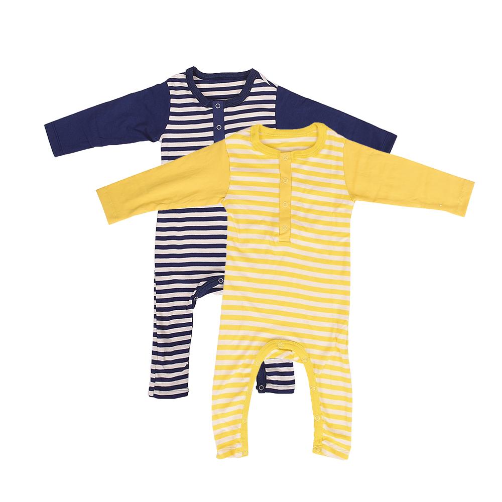 Baby Full Body length Romper/ Sleeping Suit-  Pack of 2 - Yellow and Blue