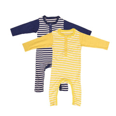Baby Full Body length Romper/ Sleeping Suit-  Pack of 2 - Yellow and Blue