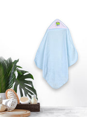 Ultra Soft Cotton Baby Hooded Towel  -Blue - 70x70 cm ( 0-3 Months )