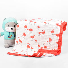 Baby Muslin 6 Layer Wash Towel- 100X100 CM - (0-3 Years) Pack Of 1 Flemingo Design