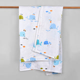 Baby Muslin Cloth Swaddle - 0-12 Months,  Pack of 2 (Dinosaur & Blue Whale)