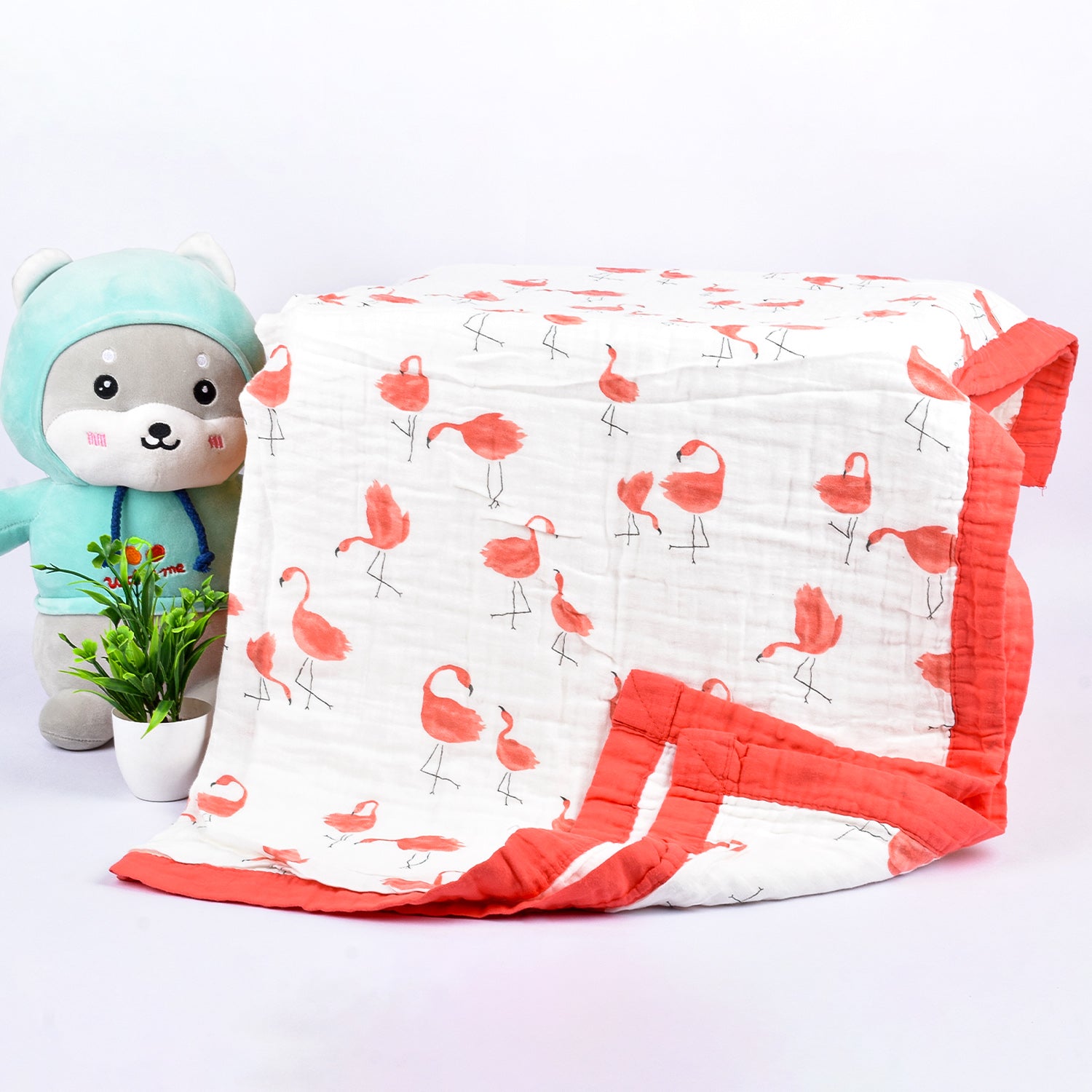 Baby Muslin 6 Layer Wash Towel- 100X100 CM - (0-3 Years) Pack Of 1 Flemingo Design