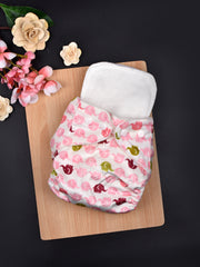 Moms Home Baby Reusable Cotton Pocket Diapers With 3 Inserts,  Adjustable 0-12 Months - Pack of 3